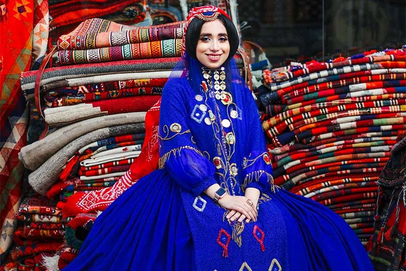 Iranian girl in traditional Azari costume.